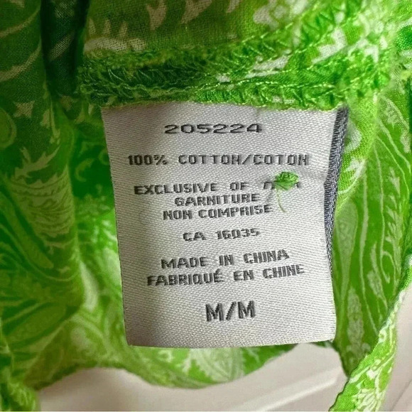 Nicole Miller Boho Style Shirt Green & White Size Medium - Picture 10 of 16